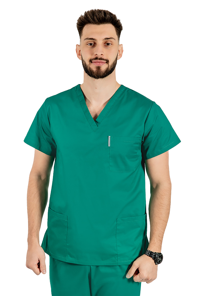 Unisex zdravotnická halena s krátkým rukávem - zelená