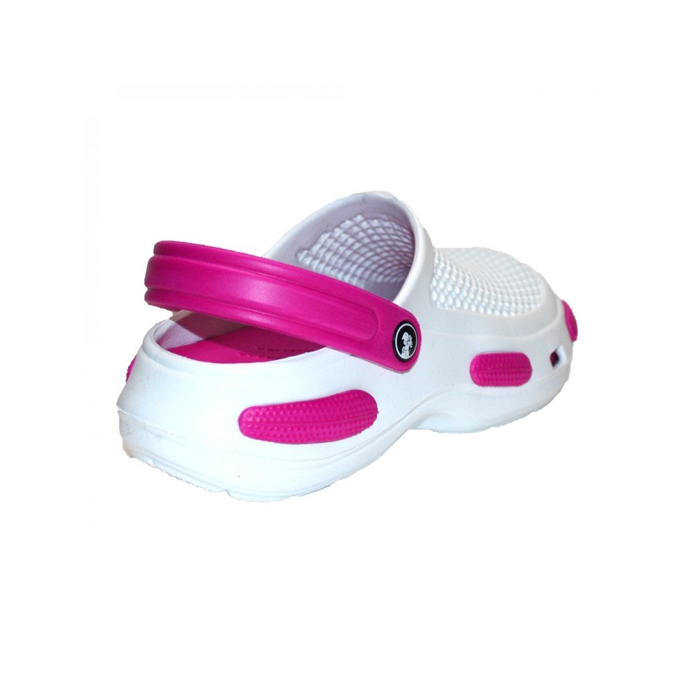 Bílé zdravotní dřeváky s cyklámenovým vzorem pro ženy z EVA pěny