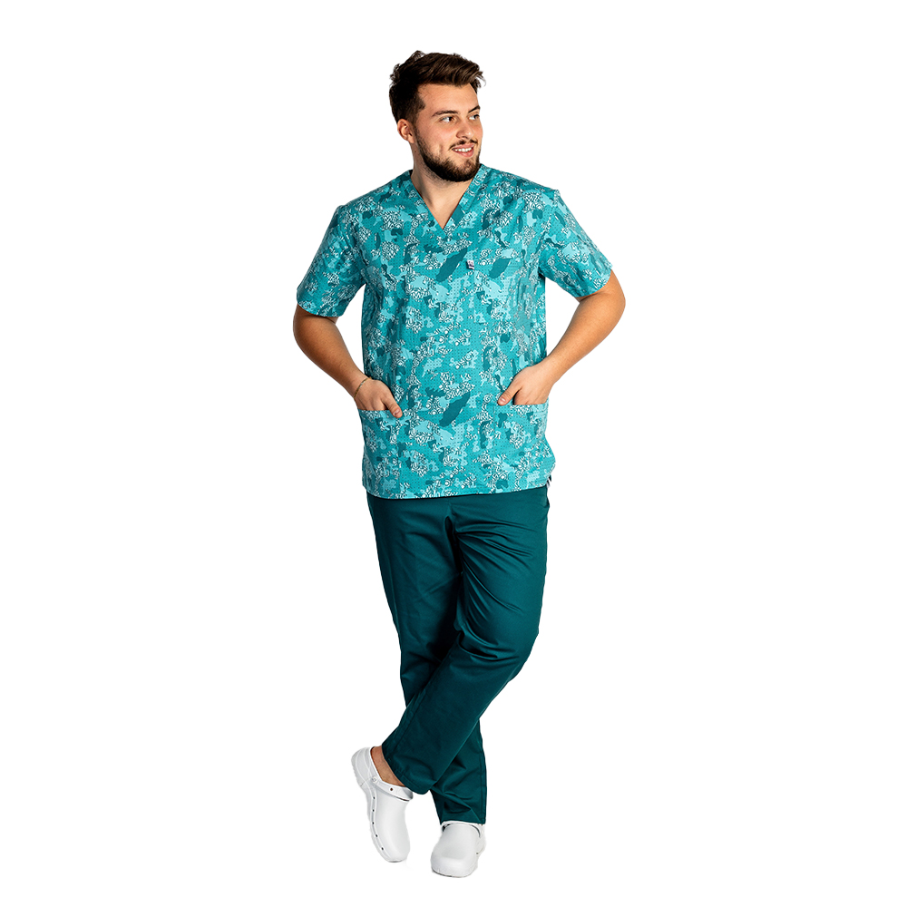 Unisex zdravotnický set, halena a kalhoty - bílý s army potiskem Unisex zdravotnický set, halena a kalhoty - bílý s army potiskem