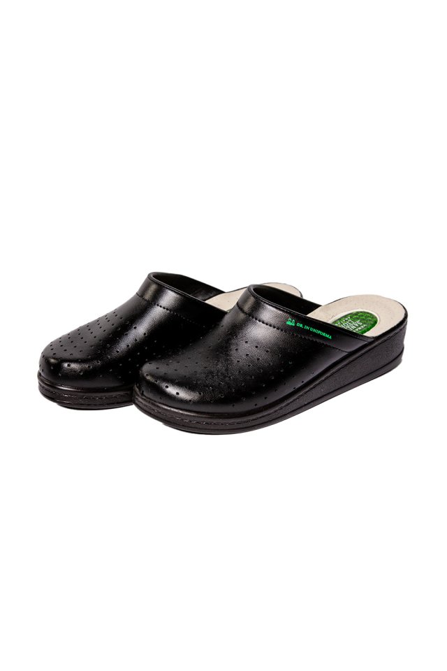 Unisex kožené zdravotnické nazouváky - černé