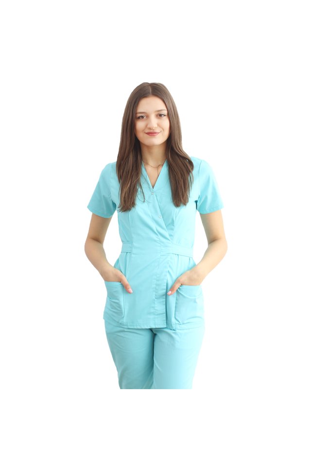 Dámská zdravotnická halenka s páskem - mint