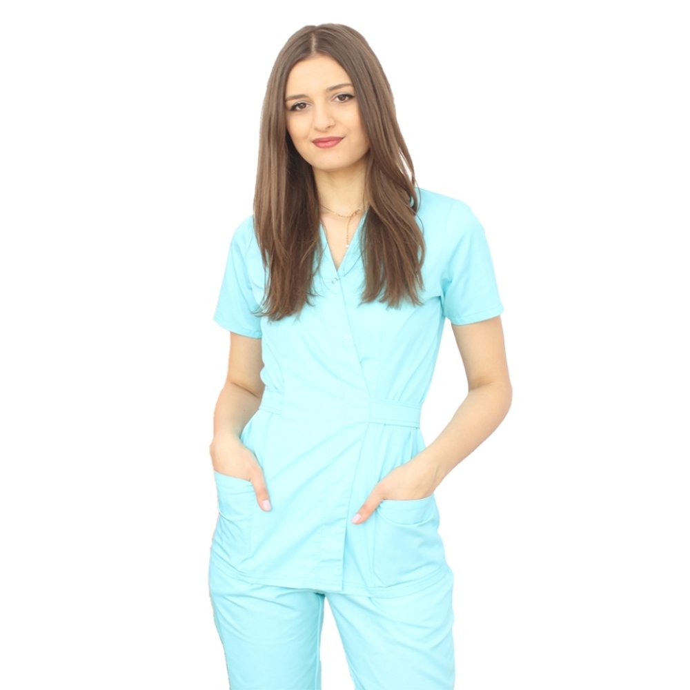 Dámská zdravotnická halenka s páskem - mint