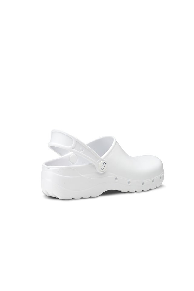 Unisex zdravotnické nazouvací pantofle s páskem - bílé 