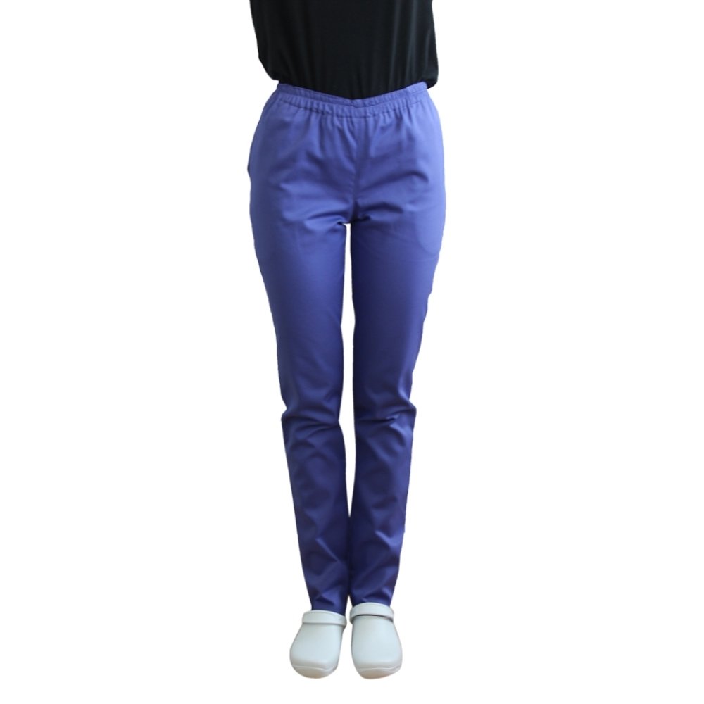 Unisex zdravotnické kalhoty s elastickým pasem - fialové